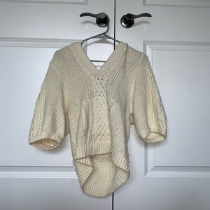 3/4 sleeved sweater with a hood and pockets!